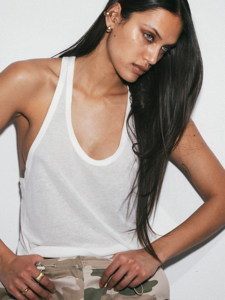 SHEER BOXER TOP WHITE