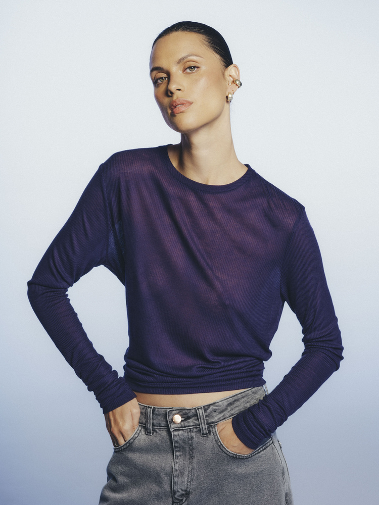 FREE NAVY SHEER LONGSLEEVE