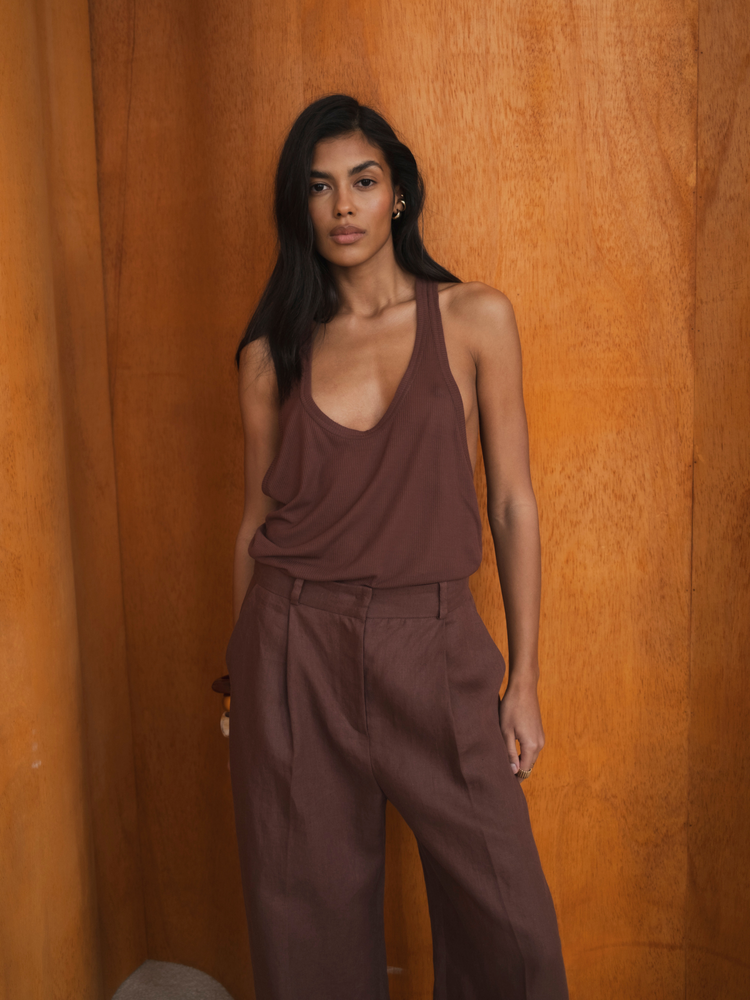 BOXER TOP SHEER BROWN