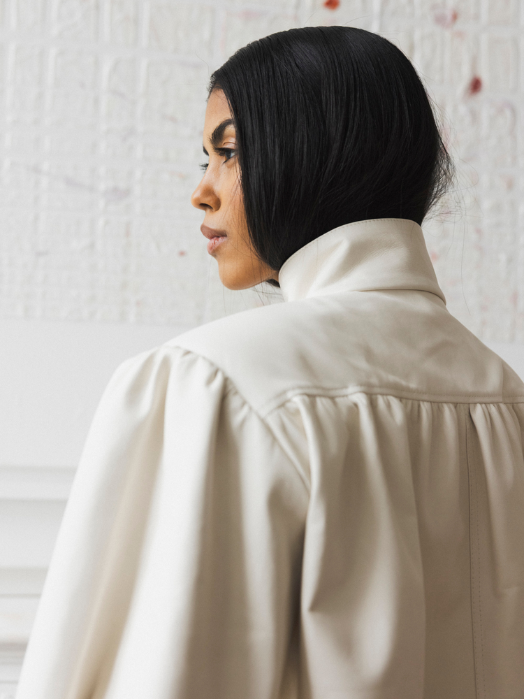 HARMONY CREAM LEATHER JACKET