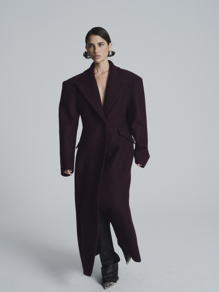 ARDEN WOOL COAT BURGUNDY