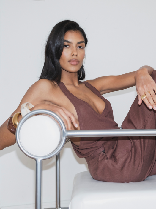 BOXER TOP SHEER BROWN