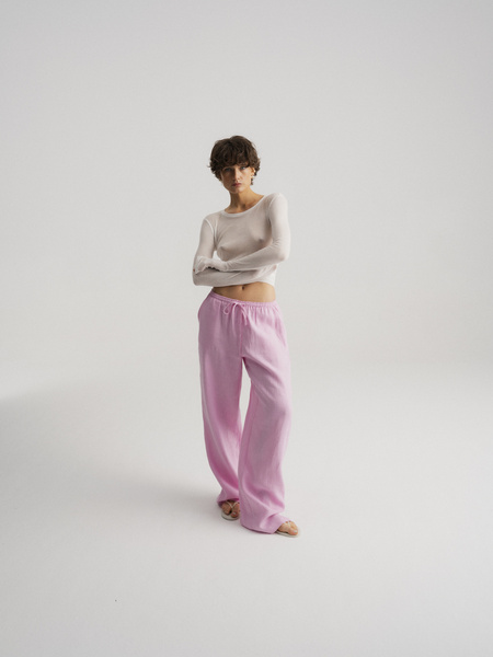 SPODNIE TAYA LINEN PINK