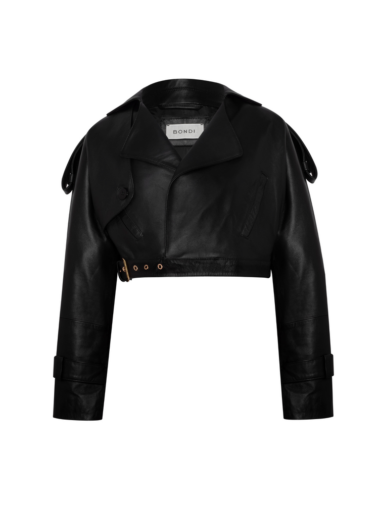 RHEA BLACK LEATHER JACKET