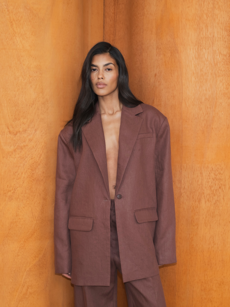 FREYA LINEN BROWN BLAZER