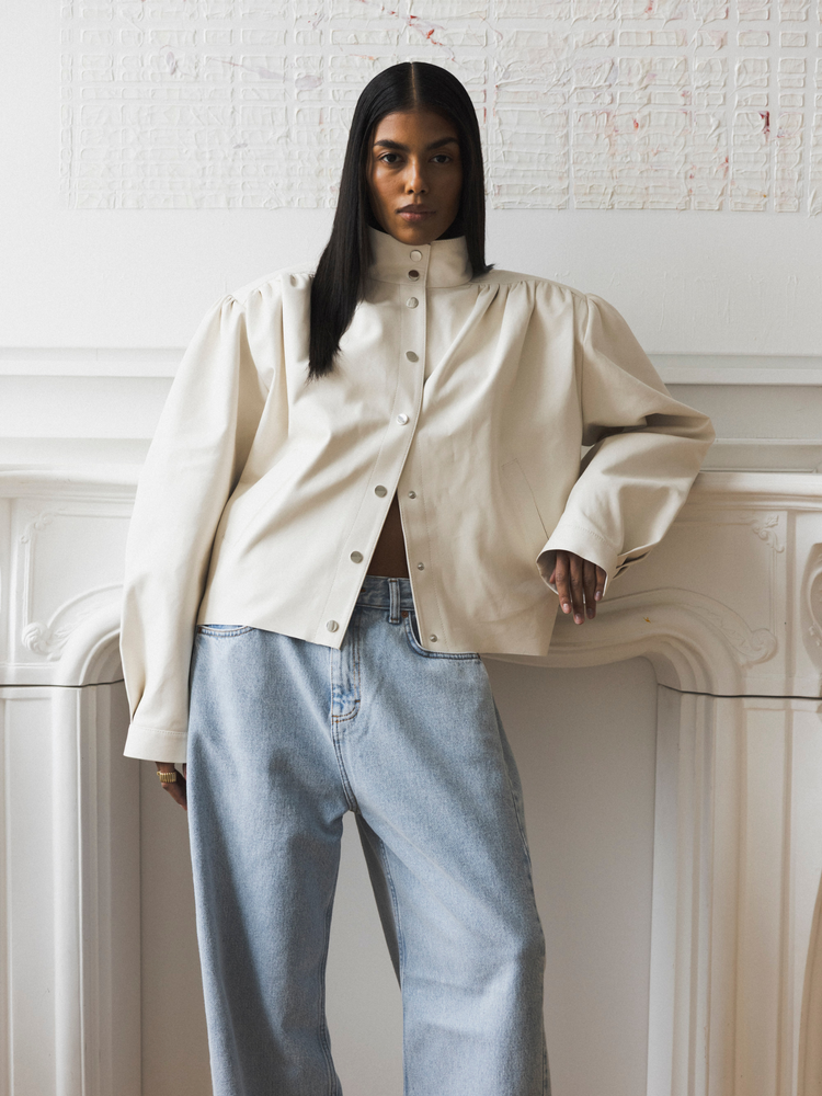 HARMONY CREAM LEATHER JACKET