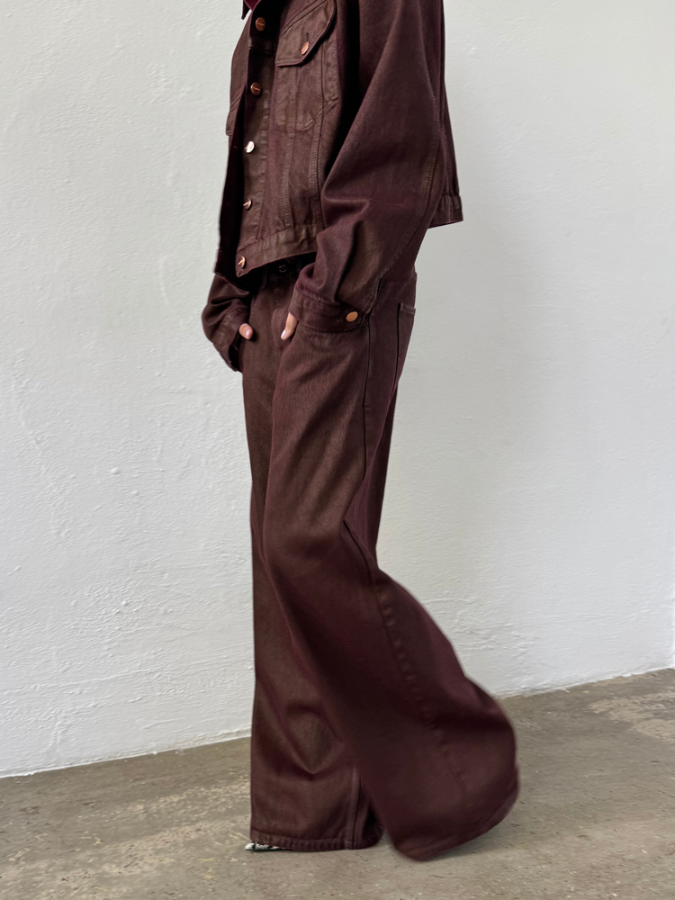 SPODNIE WOSKOWANE KAHN BURGUNDY