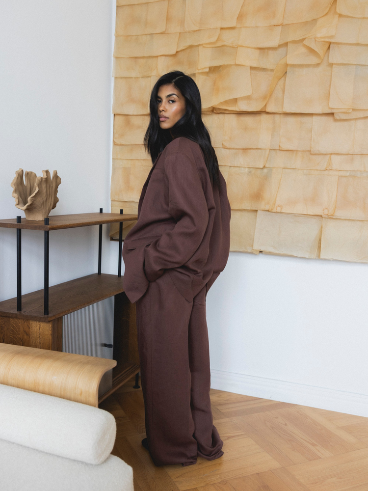 FREYA LINEN BROWN BLAZER