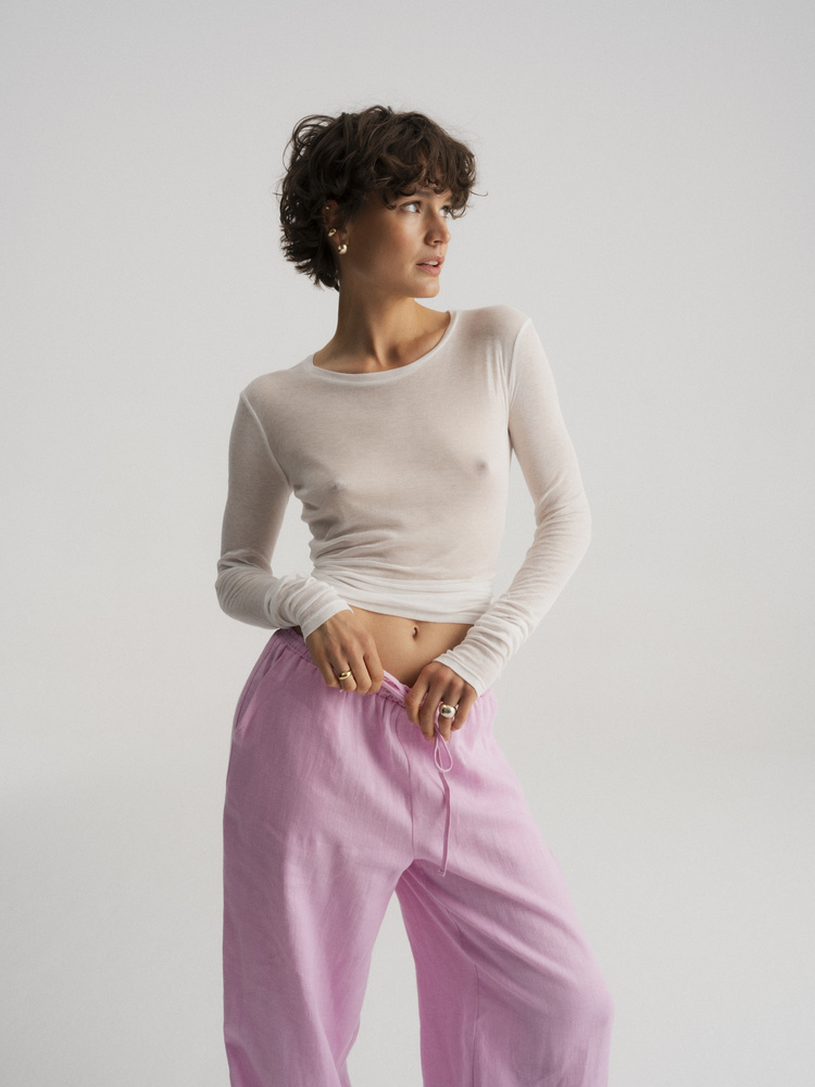 SPODNIE TAYA LINEN PINK