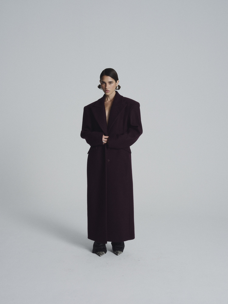 ARDEN WOOL COAT BURGUNDY