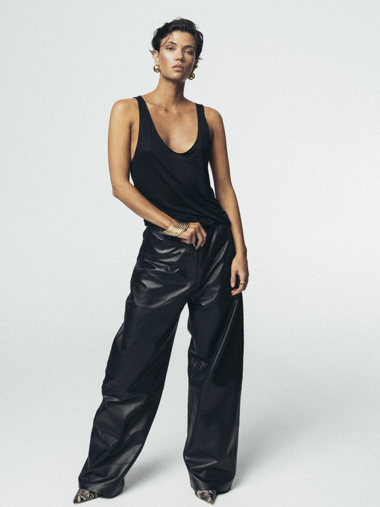 NOOR BLACK LEATHER PANTS