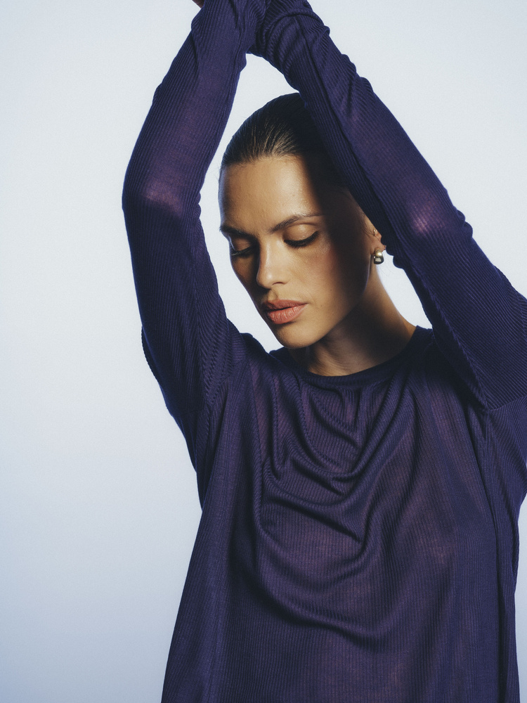 FREE NAVY SHEER LONGSLEEVE