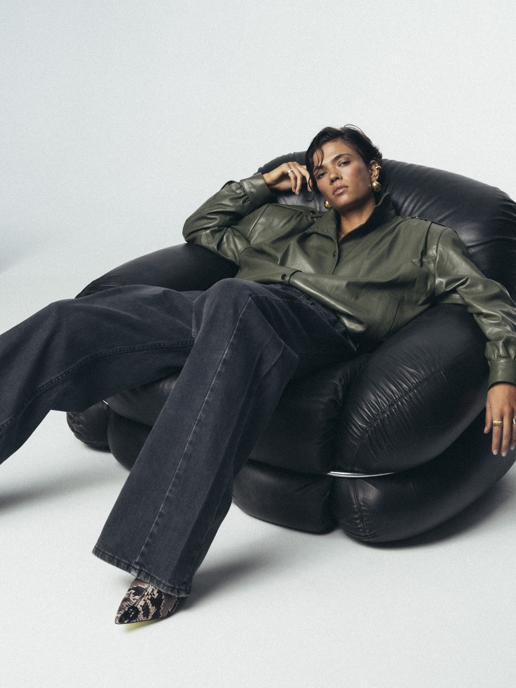 KURTKA BRADLEY OLIVE LEATHER 