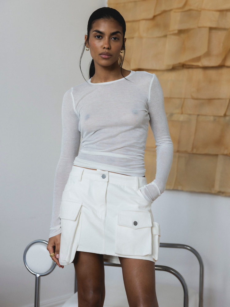 SPÓDNICA RAW OFF WHITE