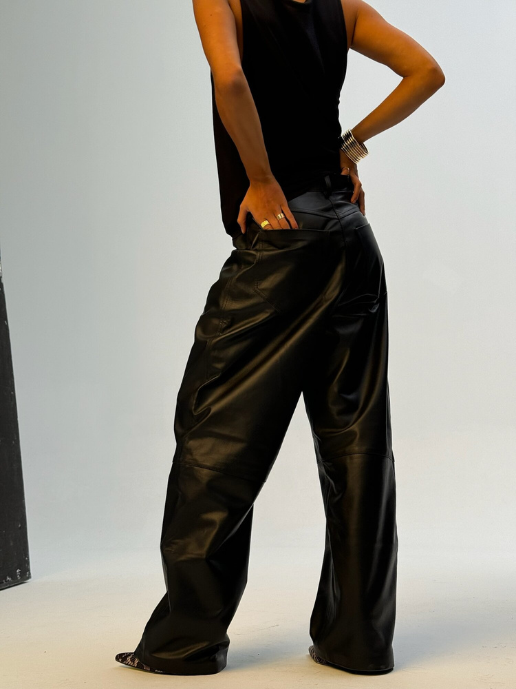 NOOR BLACK LEATHER PANTS