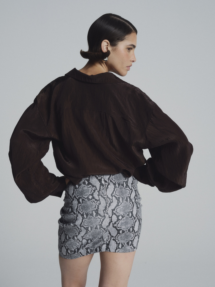 VIOLA GREY LEATHER SKIRT