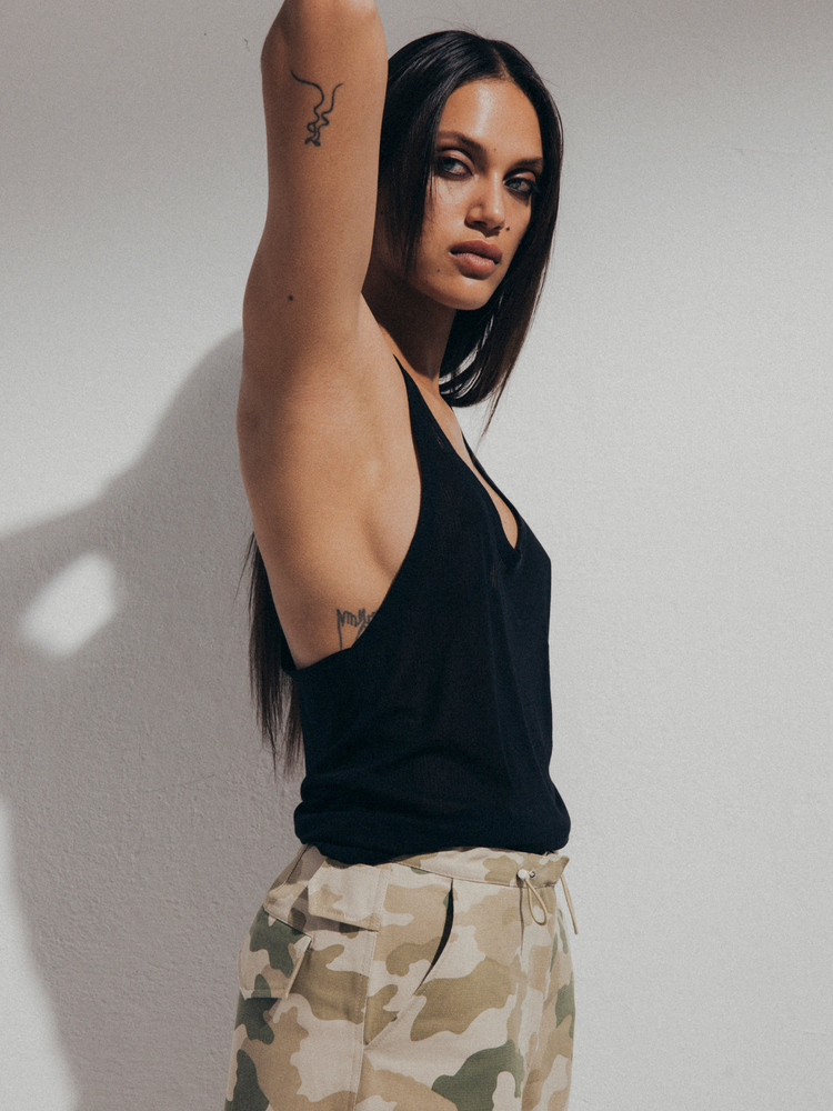 SHEER BOXER TOP BLACK