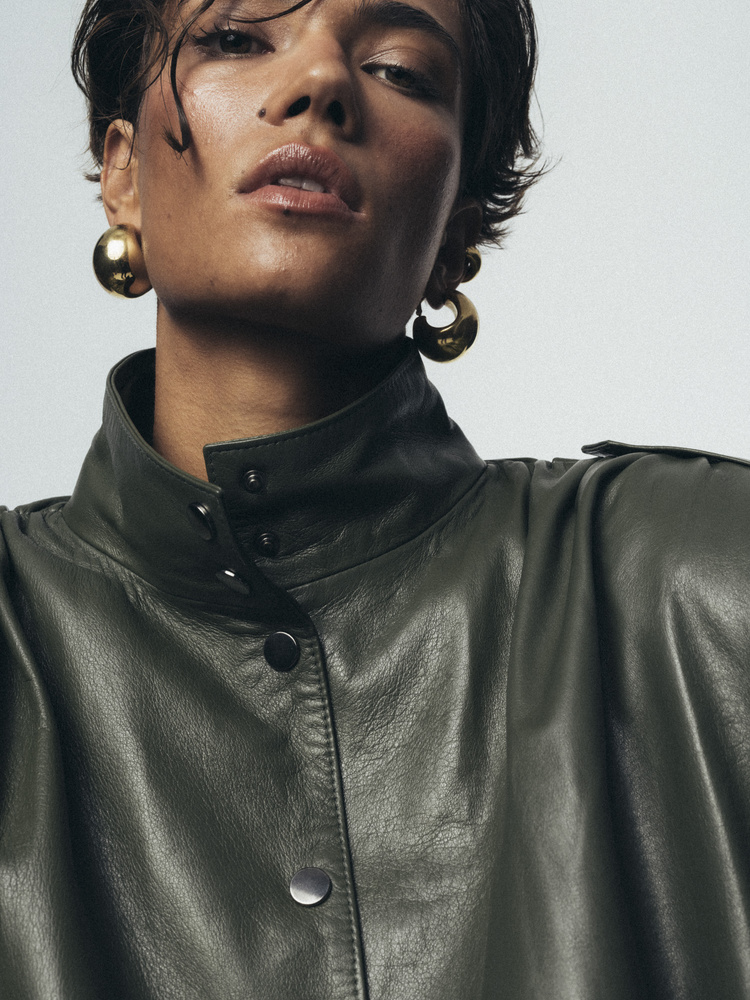 KURTKA BRADLEY OLIVE LEATHER 