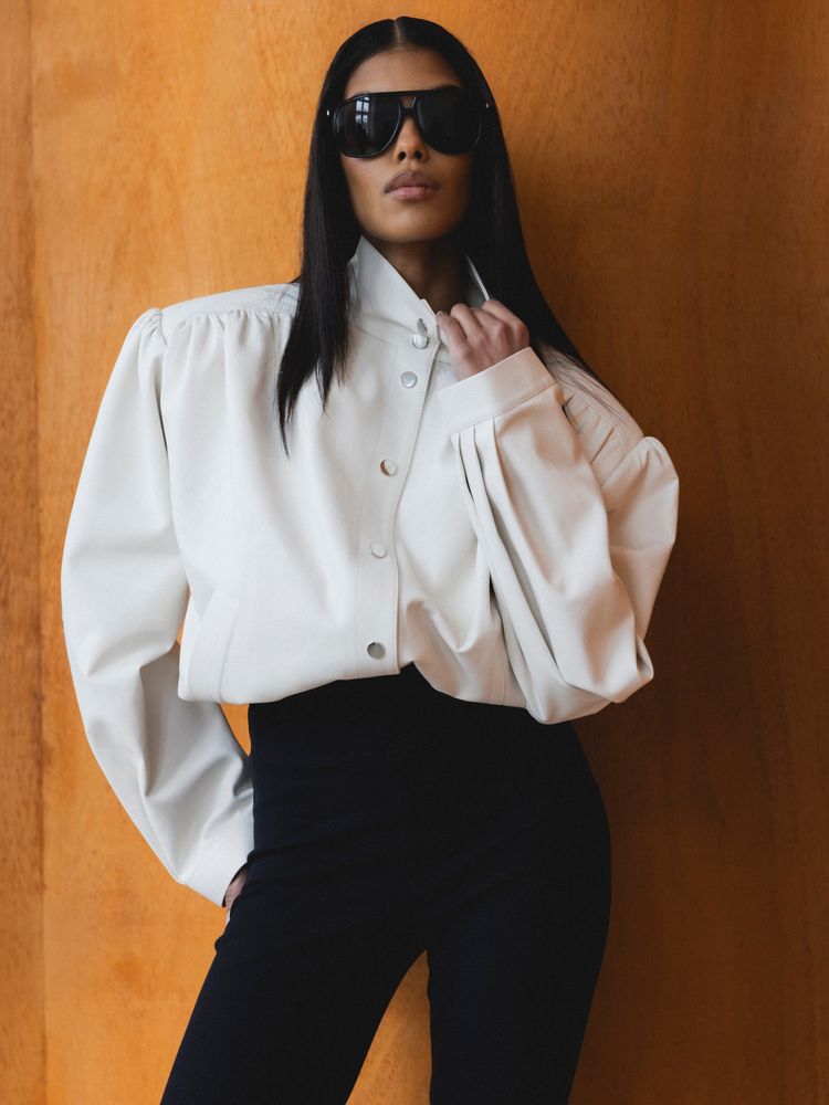 HARMONY CREAM LEATHER JACKET