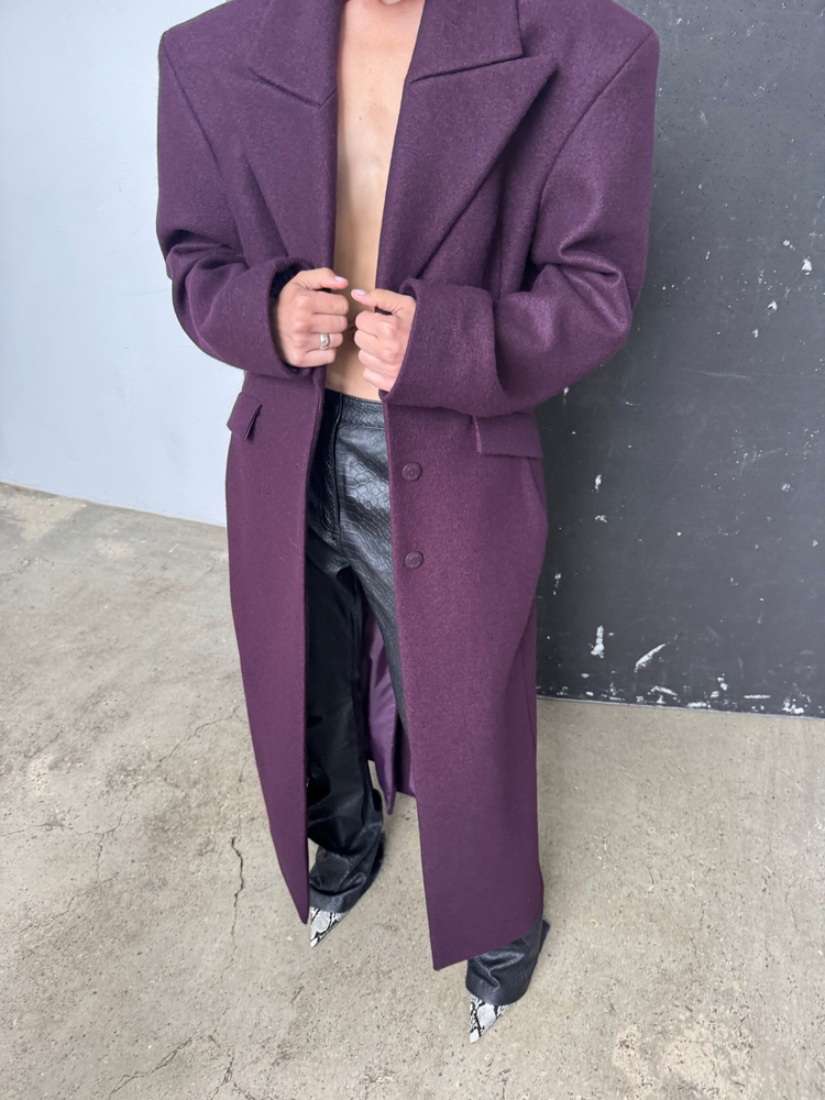 ARDEN WOOL COAT BURGUNDY