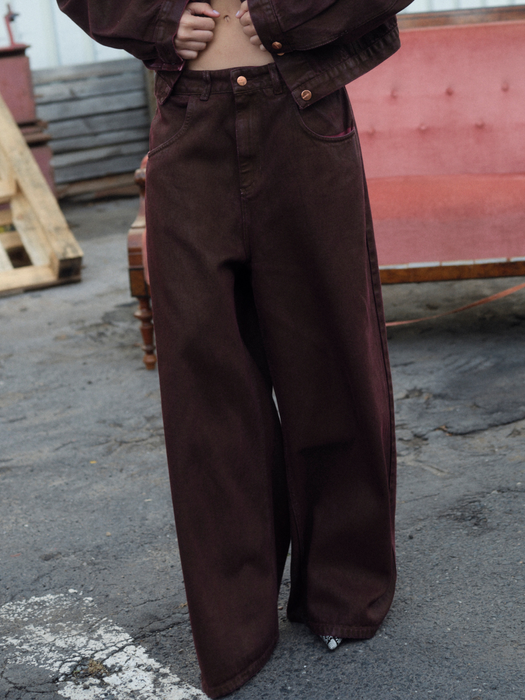 KAHN BURGUNDY WAXED PANTS