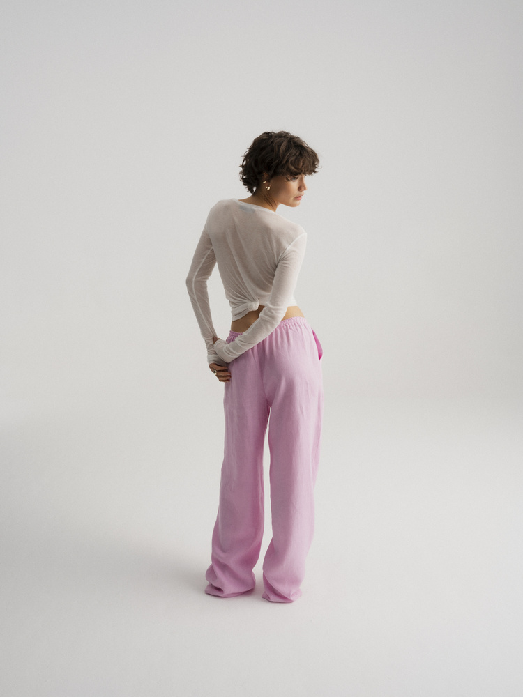 SPODNIE TAYA LINEN PINK