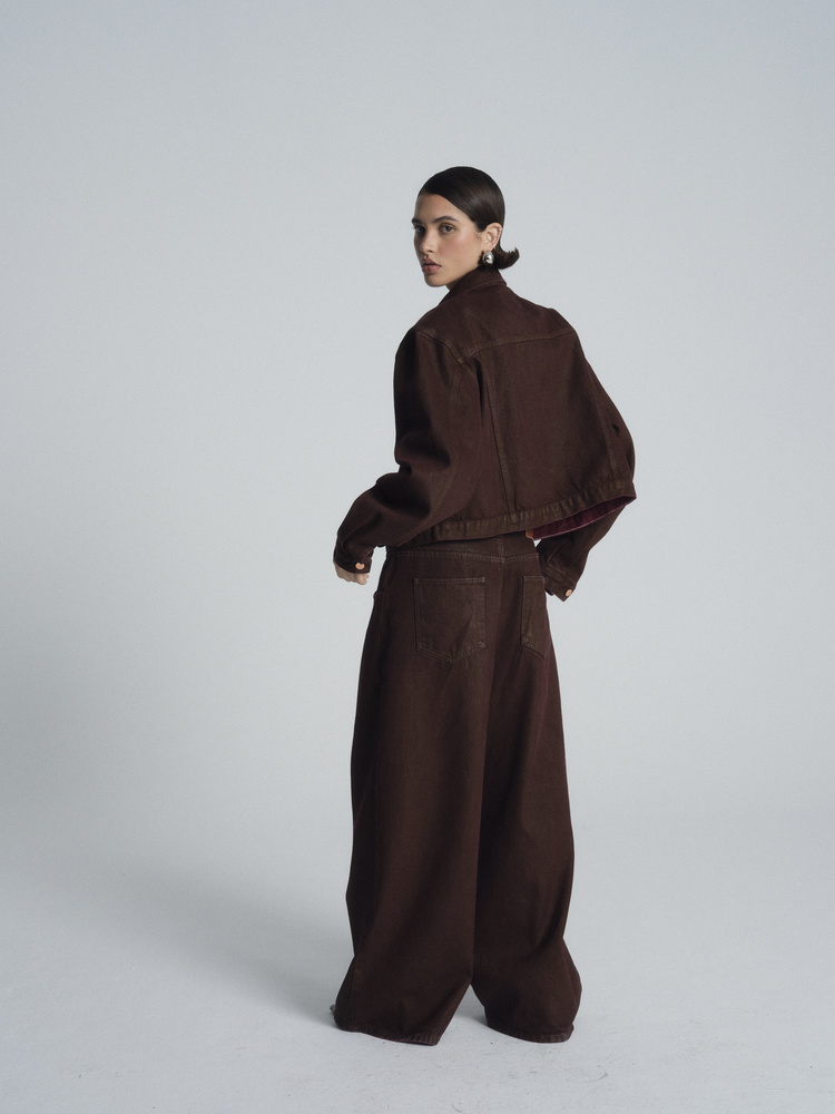 SPODNIE WOSKOWANE KAHN BURGUNDY