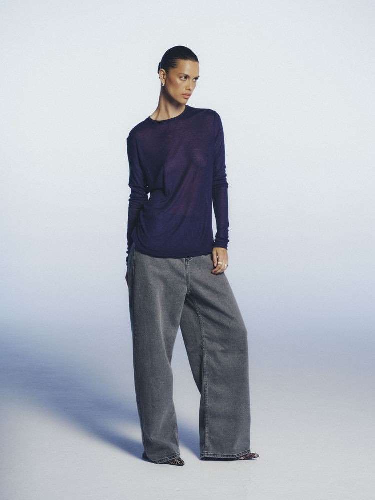 FREE NAVY SHEER LONGSLEEVE