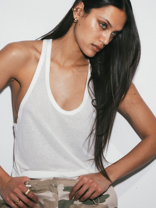 SHEER BOXER TOP WHITE