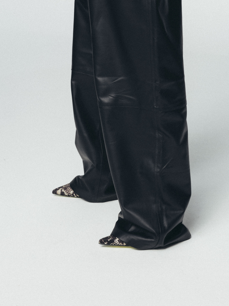 NOOR BLACK LEATHER PANTS