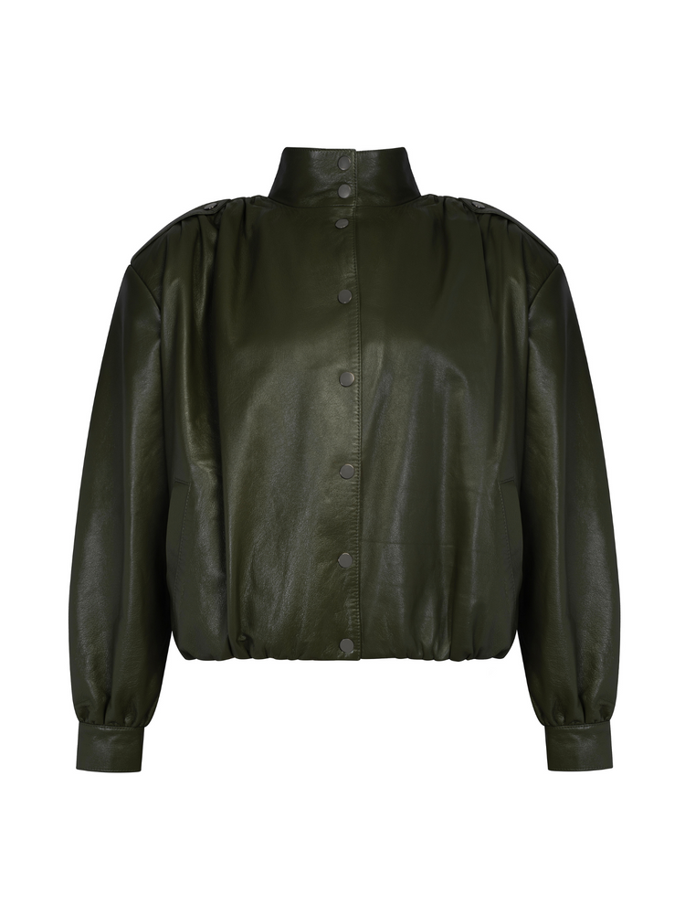 KURTKA BRADLEY OLIVE LEATHER 
