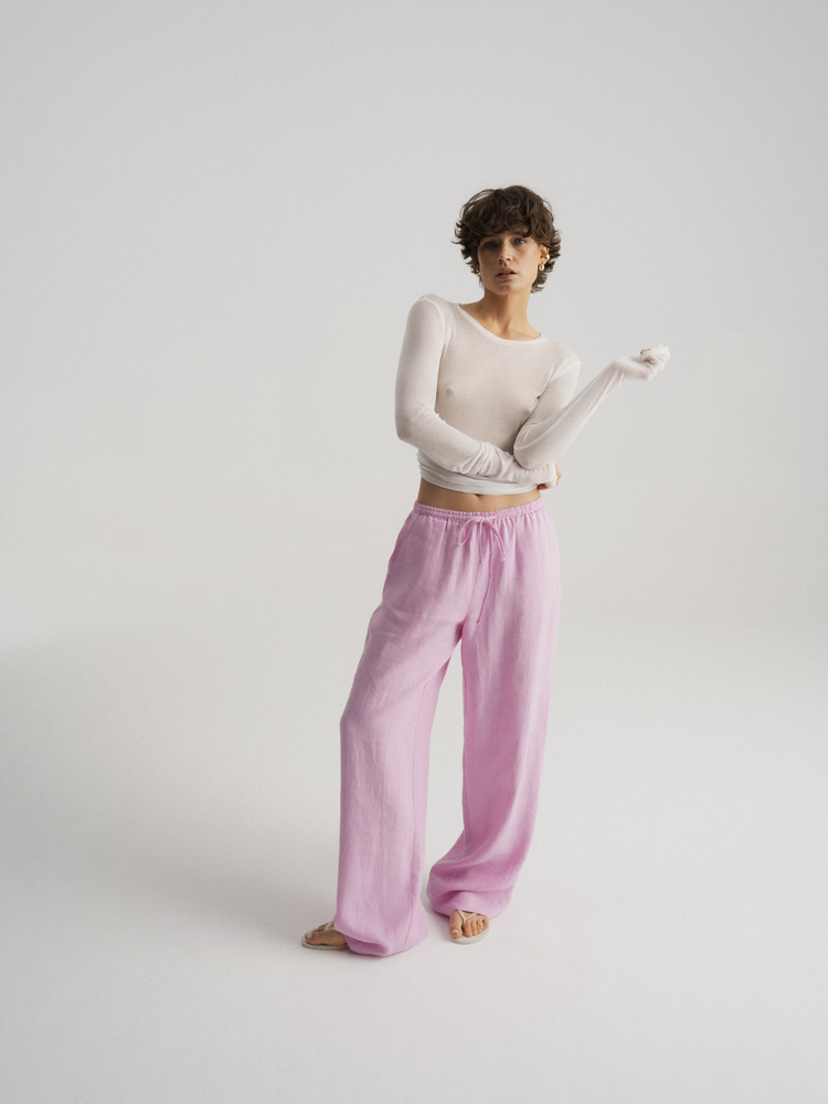 SPODNIE TAYA LINEN PINK