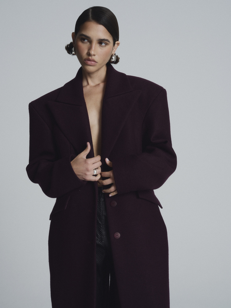 ARDEN WOOL COAT BURGUNDY