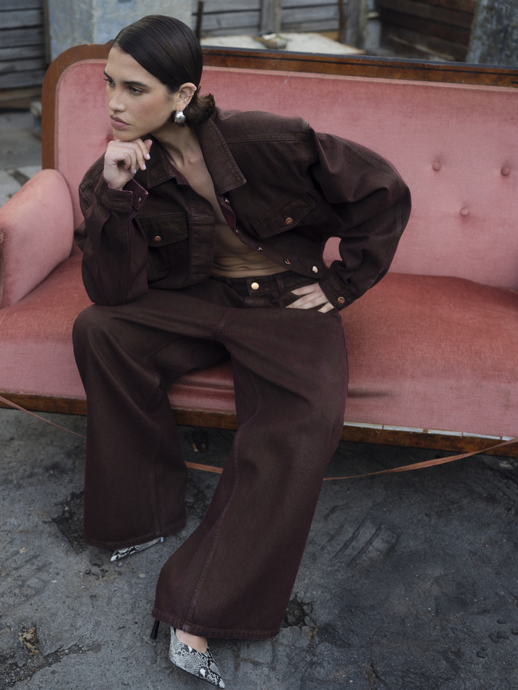 KAHN BURGUNDY WAXED PANTS