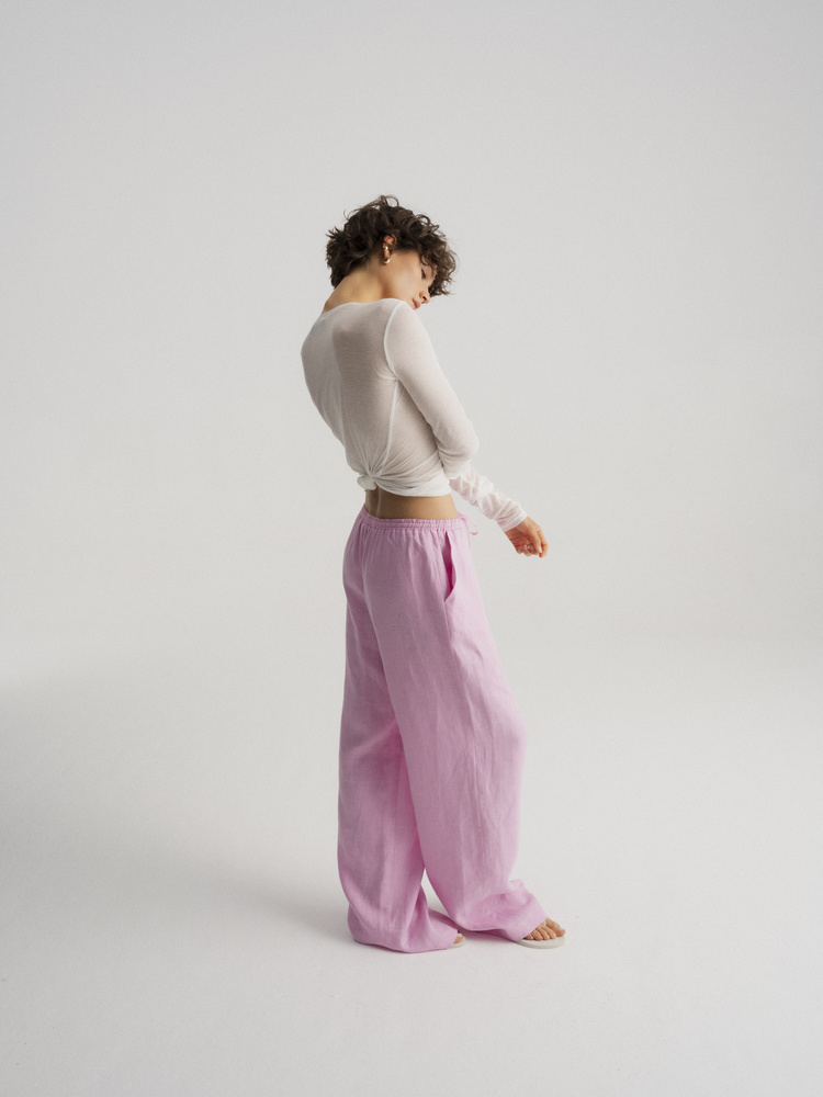 SPODNIE TAYA LINEN PINK