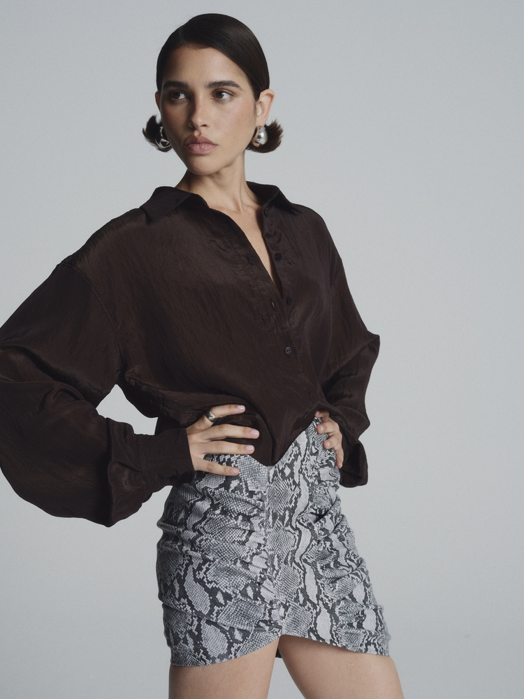 VIOLA GREY LEATHER SKIRT