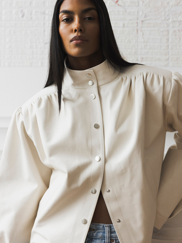 HARMONY CREAM LEATHER JACKET