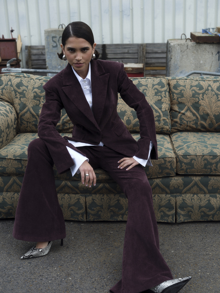 SPODNIE SZTRUKSOWE STEVIE BURGUNDY TALL