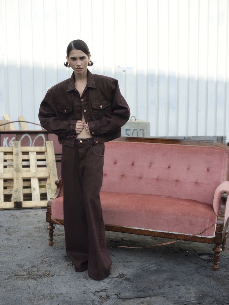 KAHN BURGUNDY WAXED PANTS